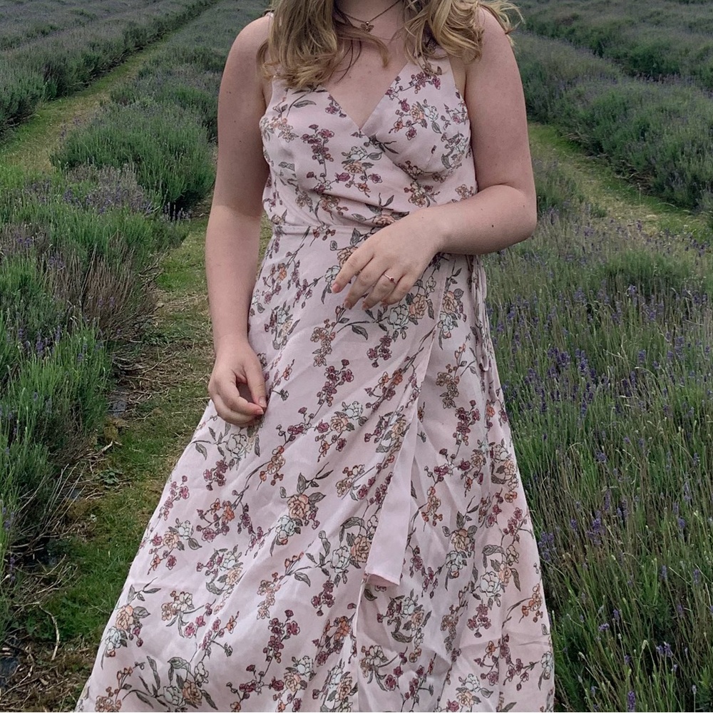 Floral Pink Wrap Dress